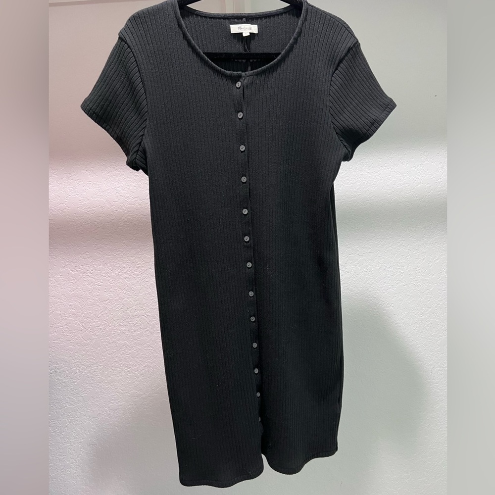 Madewell Button-Front Ribbed Mini Dress - Picture 2 of 5